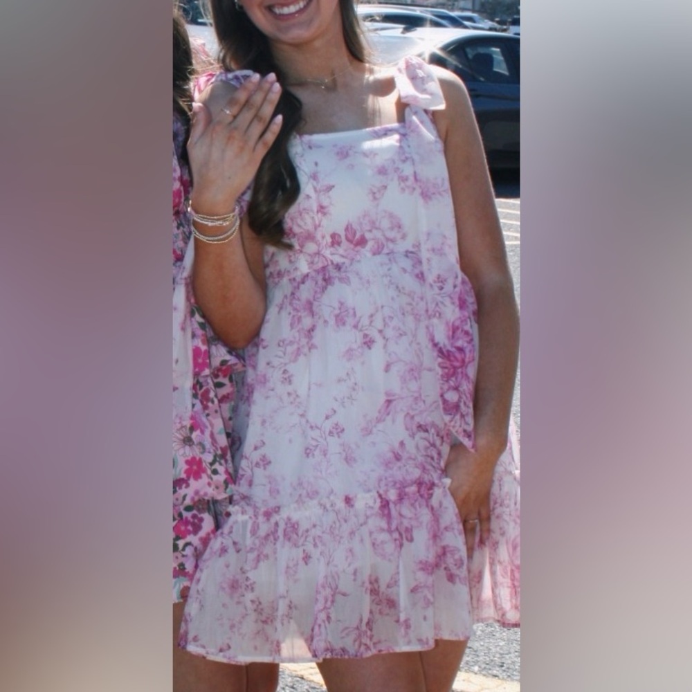 Francesca's Collections Pink Floral Mini Dress
